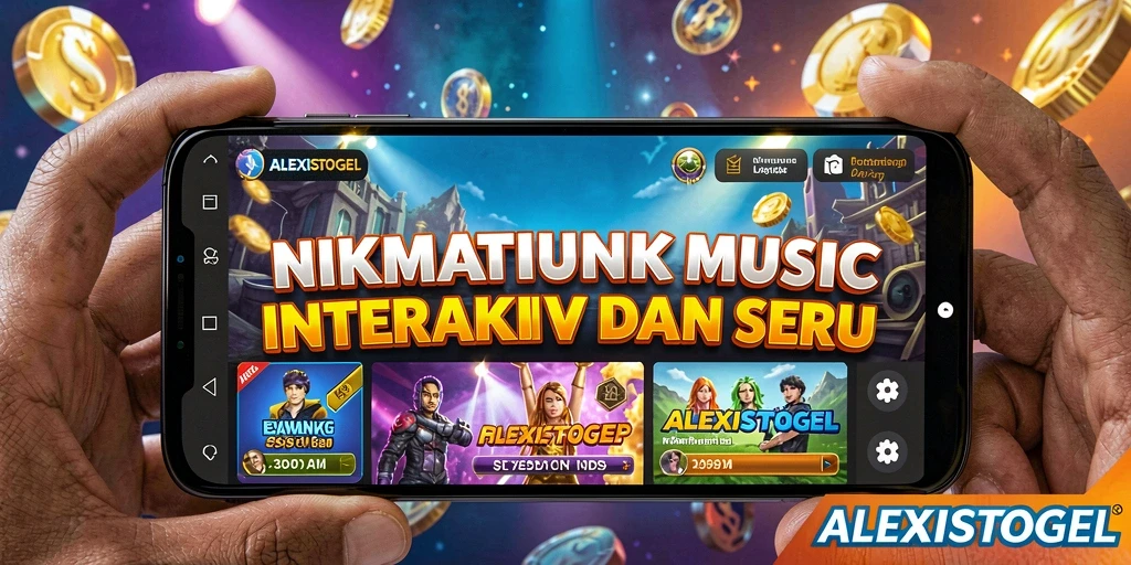 Screenshot utama ALEXISTOGEL menampilkan aksi gameplay penuh musik dan interaksi.