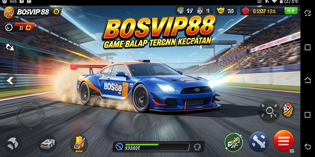 Tampilan gameplay balap yang seru dan mendebarkan di BOSVIP88.