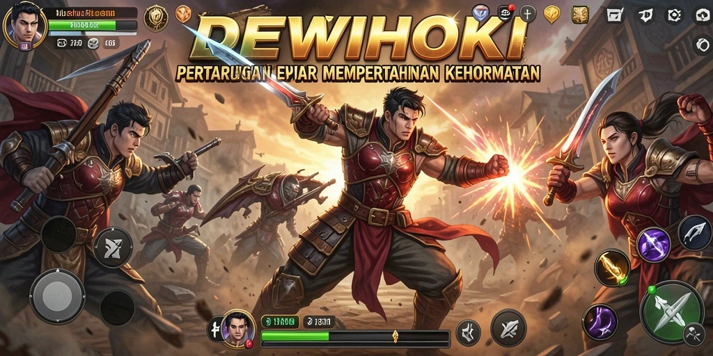 Tampilan menarik dari gameplay DEWIHOKI saat pertarungan berlangsung.