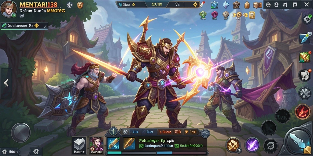 Tangkapan layar dari gameplay MENTARI138 yang menampilkan aksi pertempuran seru di dunia MMORPG.