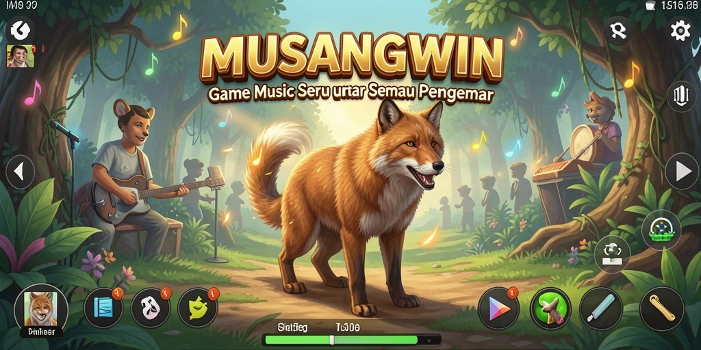 Tangkapan layar gameplay <strong>MUSANGWIN</strong> menunjukkan pengalaman bermain musik yang interaktif dan seru.