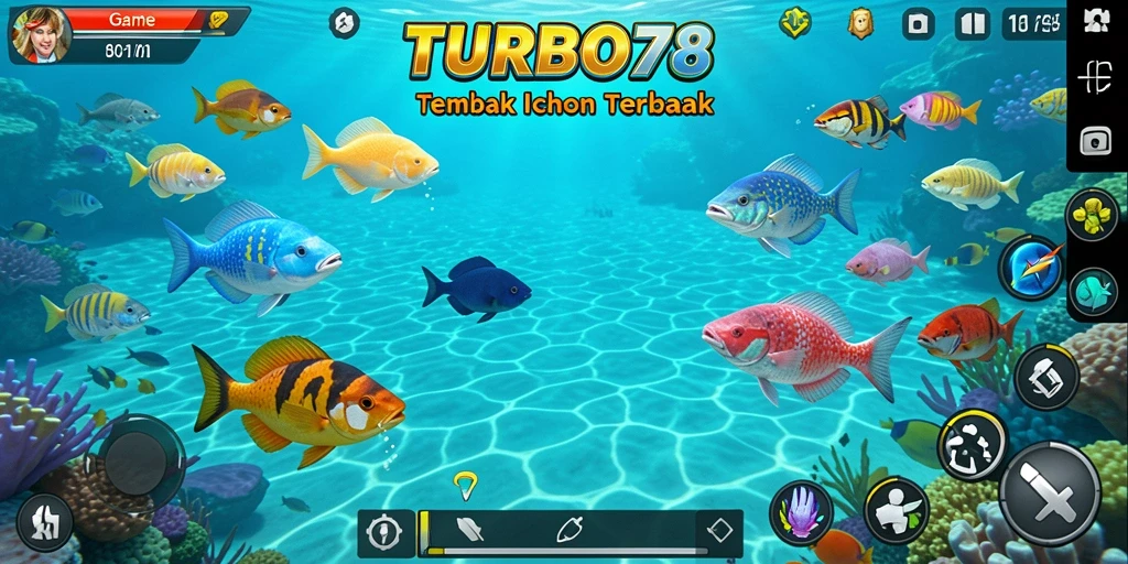 Tampilan gameplay TURBO78 dengan aksi Tembak Ikan yang seru.